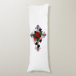 Silberkreuz mit Rote Rose Seitenschläferkissen