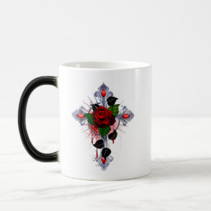 Silberkreuz mit Rote Rose Verwandlungstasse