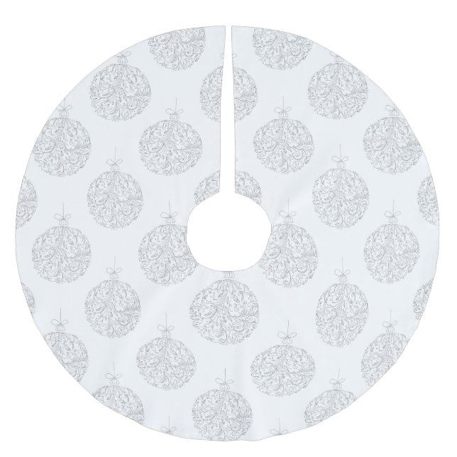 Silberkugeln - Weihnachtsbaum-Teppich Polyester Weihnachtsbaumdecke (Vorderseite)