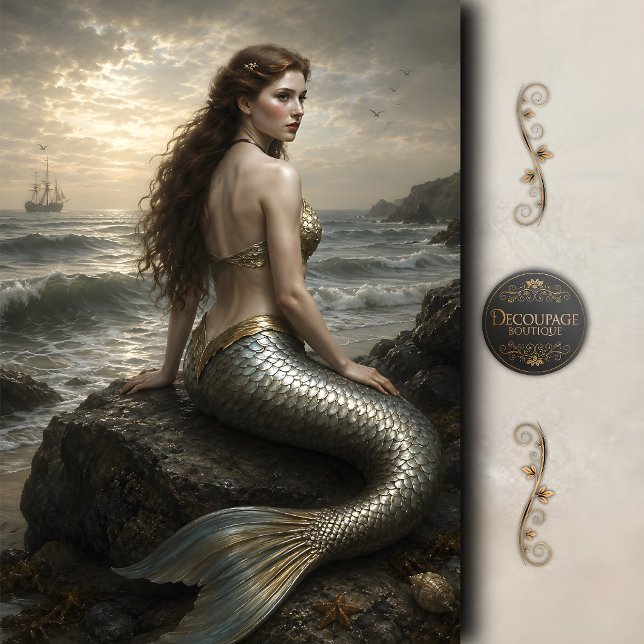 Silberküste Sirene Decoupage Seidenpapier (Silver Shore Siren Decoupage Tissue Paper)