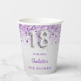 Silberlavender-Glitzer zum 18. Pappbecher