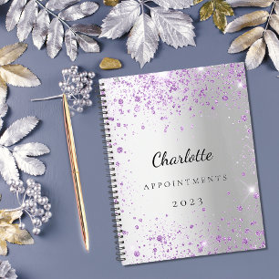 Silberlavender violet Glitzer Name 2026 Planer