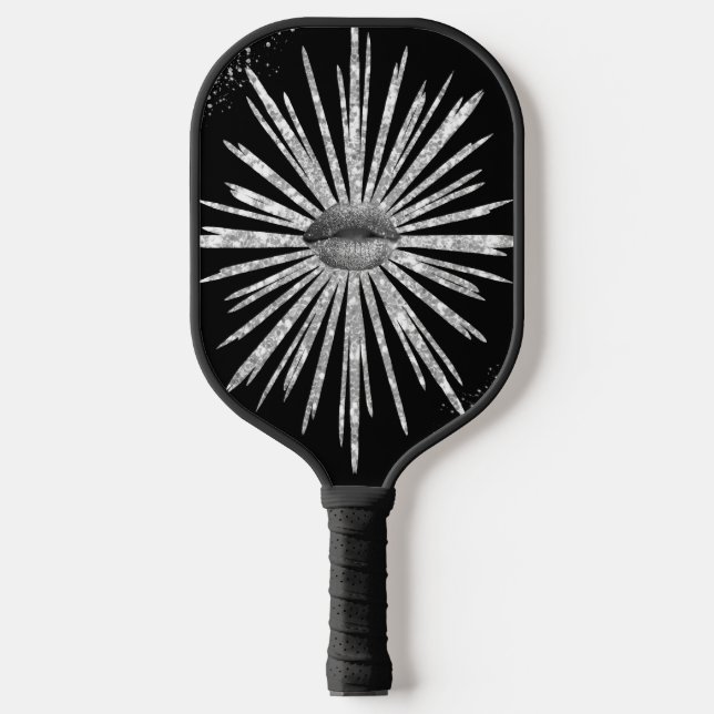Silberlippen und schwarzes Design Pickleball Padde Pickleball Schläger (Vorderseite)