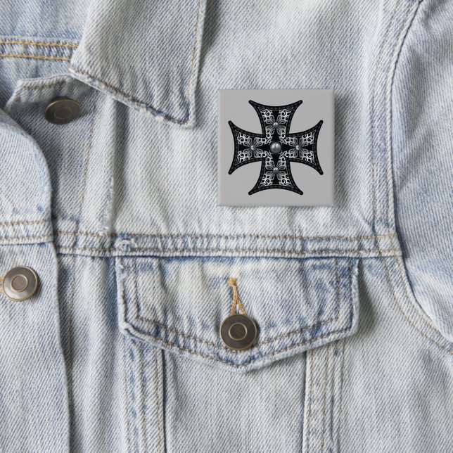 Silbermaltesisches Kreuz Button (Beispiel)