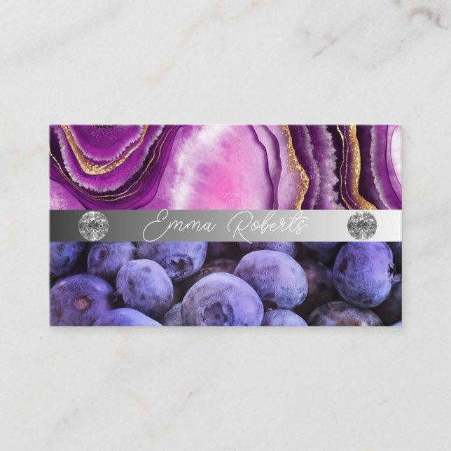 Silbermarmorkarte Rosa Diamantcoach Business Card Visitenkarte (Vorderseite)