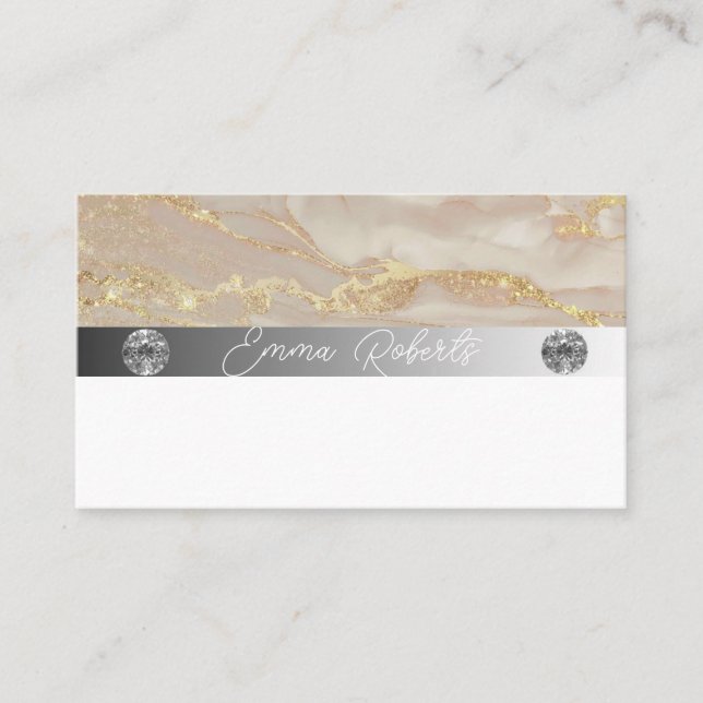 Silbermarmorkarte Rosa Diamantcoach Business Card Visitenkarte (Vorderseite)