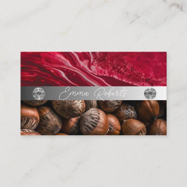 Silbermarmorkarte Rosa Diamantcoach Business Card Visitenkarte (Vorderseite)