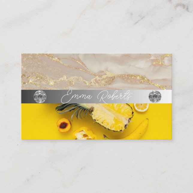 Silbermarmorkarte Rosa Diamantcoach Business Card Visitenkarte (Vorderseite)