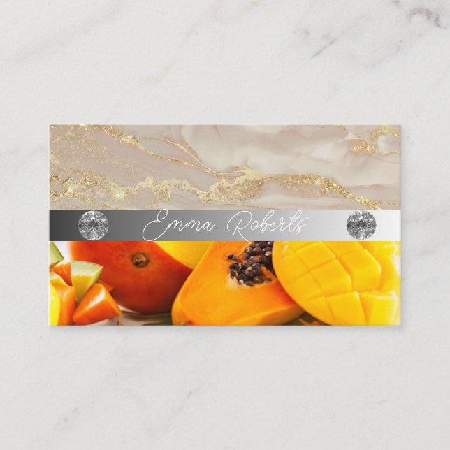 Silbermarmorkarte Rosa Diamantcoach Business Card Visitenkarte (Vorderseite)