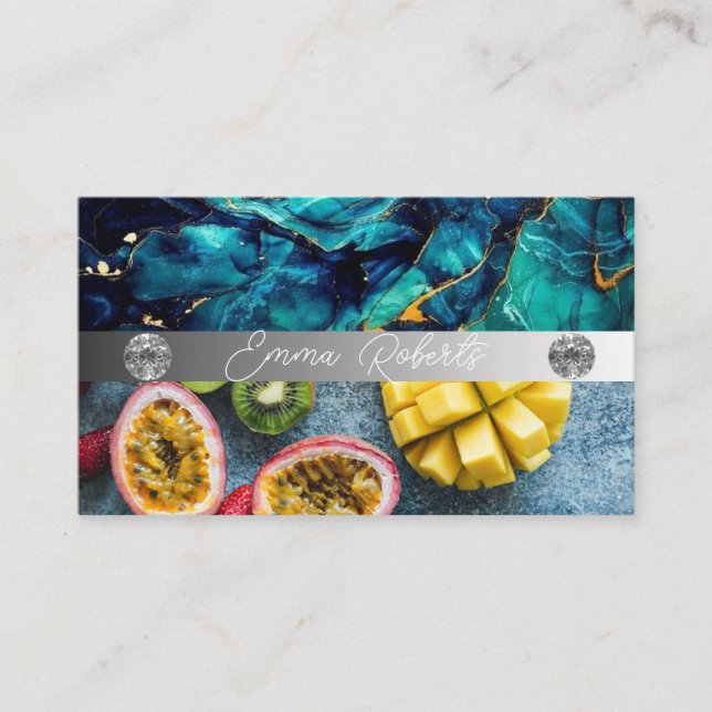 Silbermarmorkarte Rosa Diamantcoach Business Card Visitenkarte (Vorderseite)
