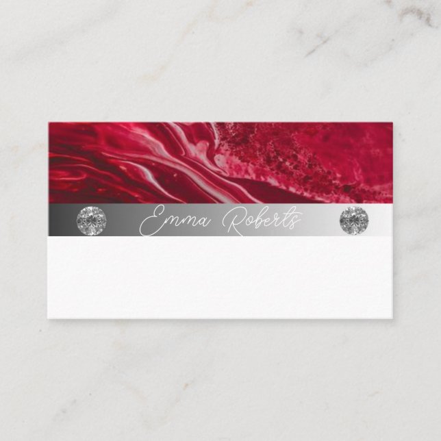 Silbermarmorkarte Rosa Diamantcoach Business Card Visitenkarte (Vorderseite)