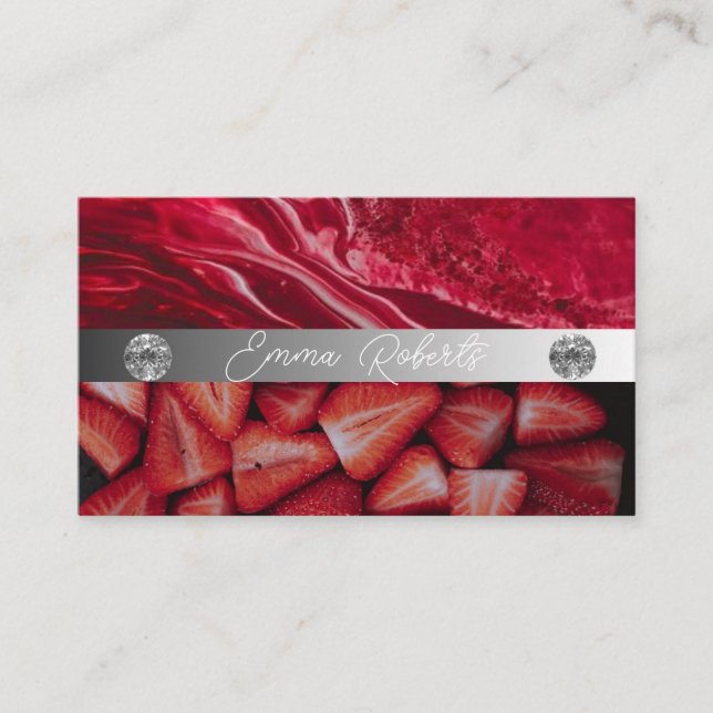 Silbermarmorkarte Rosa Diamantcoach Business Card Visitenkarte (Vorderseite)