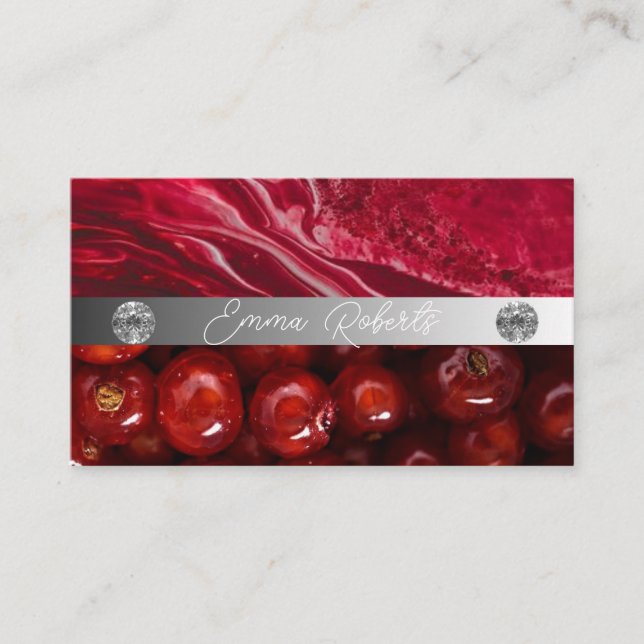 Silbermarmorkarte Rosa Diamantcoach Business Card Visitenkarte (Vorderseite)