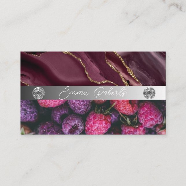 Silbermarmorkarte Rosa Diamantcoach Business Card Visitenkarte (Vorderseite)