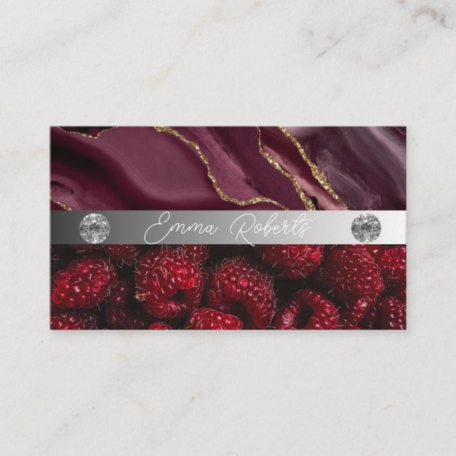 Silbermarmorkarte Rosa Diamantcoach Business Card Visitenkarte (Vorderseite)