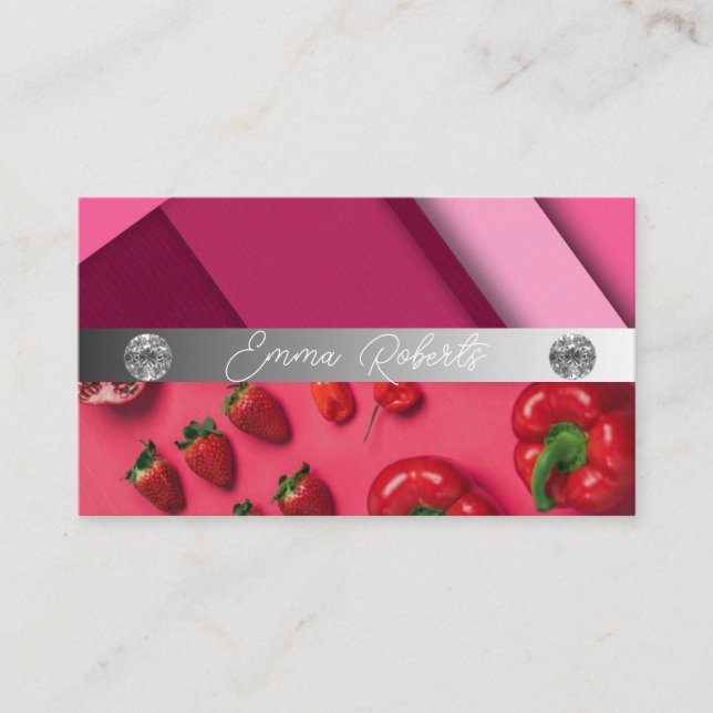 Silbermarmorkarte Rosa Diamantcoach Business Card Visitenkarte (Vorderseite)
