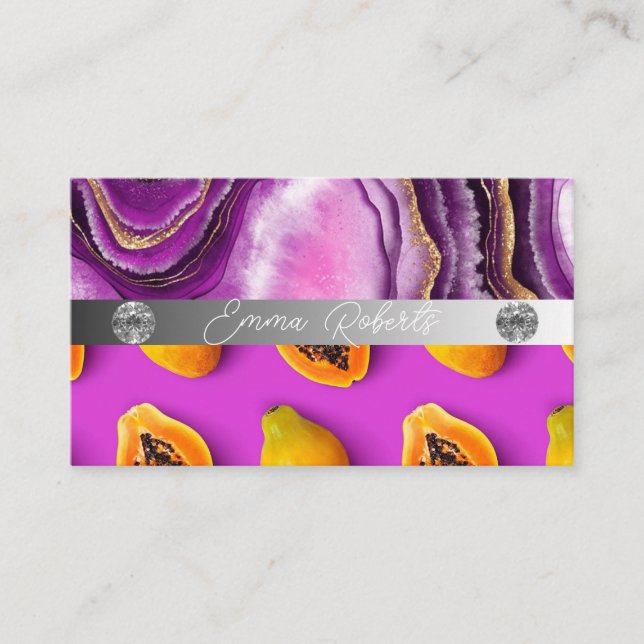Silbermarmorkarte Rosa Diamantcoach Business Card Visitenkarte (Vorderseite)
