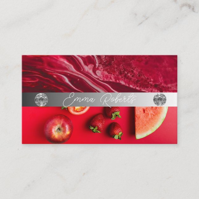 Silbermarmorkarte Rosa Diamantcoach Business Card Visitenkarte (Vorderseite)
