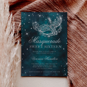 Silbermaskenmaske für Glitzer aquamarin grün Sweet Einladung