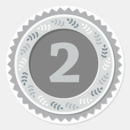 Silbermedaille 2. Platz Dunkel Runder Aufkleber