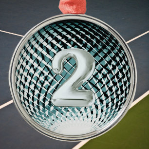 Silbermedaille, 2. Platz Gewinner Aufkleber Ornament Aus Metall