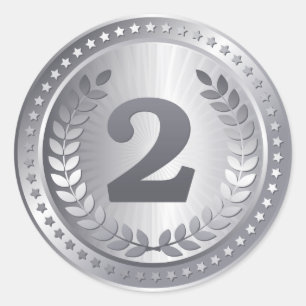 Silbermedaille 2. Platz Gewinner Runder Aufkleber