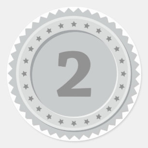 Silbermedaille für den 2. Platz Runder Aufkleber