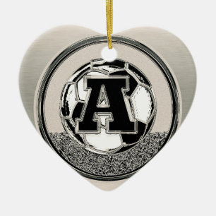 Silbermedaille für Fußball-Monogramm Letter A Keramikornament