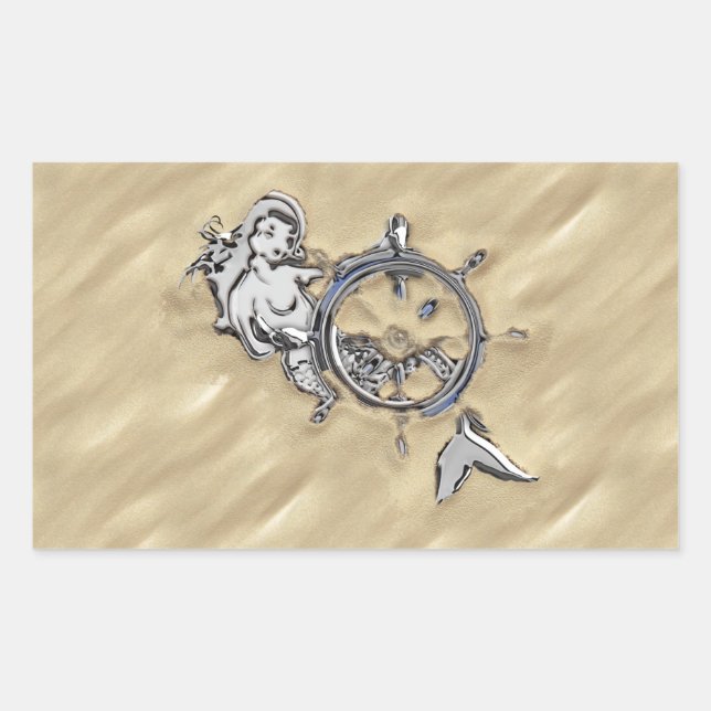 Silbermedaille im Sand Rechteckiger Aufkleber (Vorderseite)