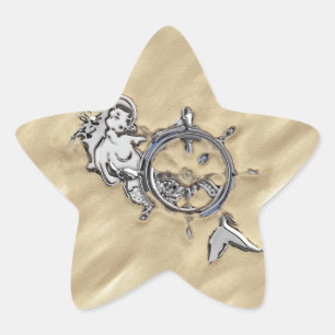 Silbermedaille im Sand Stern-Aufkleber