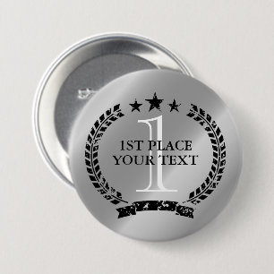Silbermedaille Lorbeerkranz Wappen 1. Platz Gewinn Button