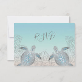 Silbermedaille Türkis Beach Hochzeit RSVP Karte