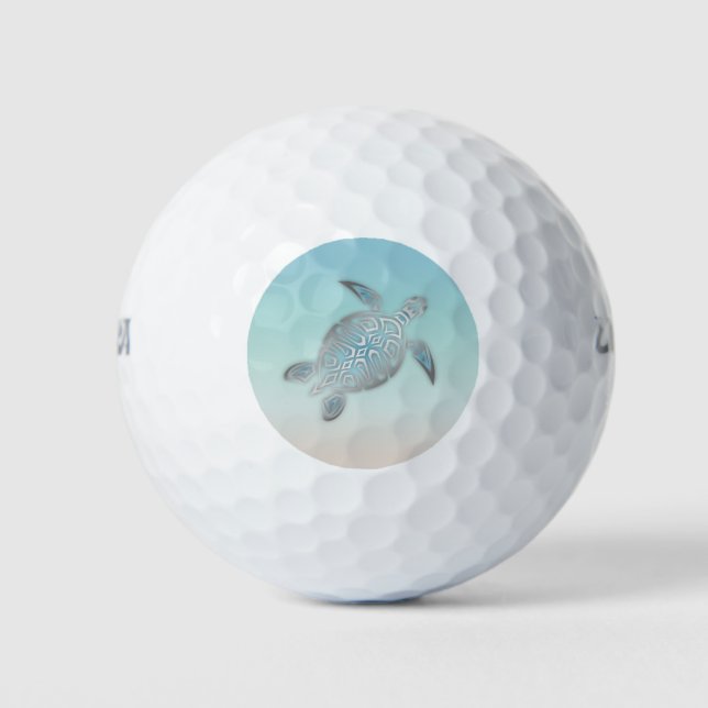 Silbermeerschildkröte Monogram Beach Golfball (Vorderseite)