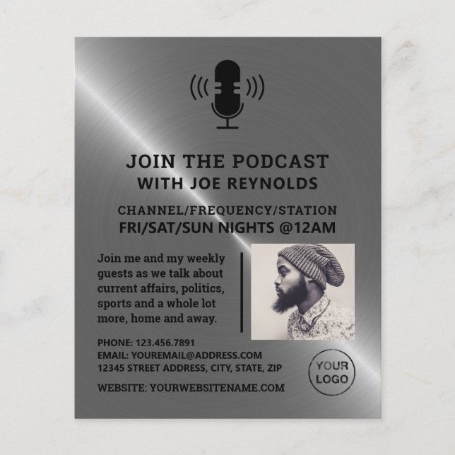 Silbermetalleffekt, Podcaster, Podcast Flyer (Vorne)