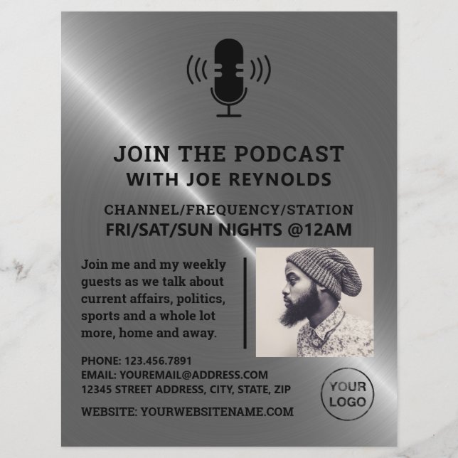 Silbermetalleffekt, Podcaster, Podcast Flyer (Vorne)
