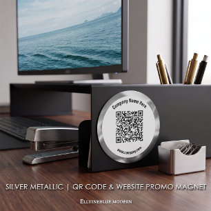 Silbermetallic benutzerdefinierter QR-Code und Web Magnet