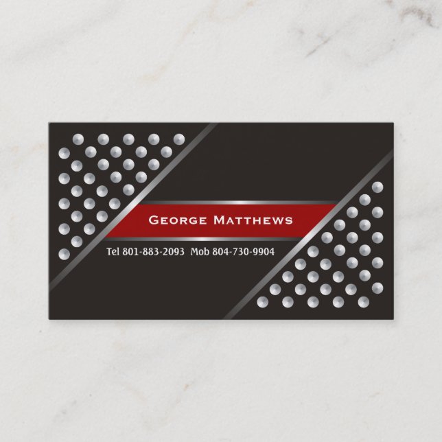 Silbermetallische Stifte schwarz-rote Visitenkarte (Vorderseite)