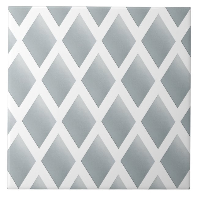 silbermetallisches Diamantenmuster stilvoll Fliese (Vorderseite)