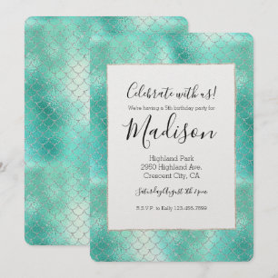 Silberminze-Mermaid Geburtstag Einladung