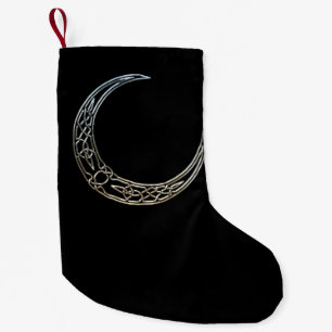 Silbermond und schwarzer keltischer Halbmond Kleiner Weihnachtsstrumpf