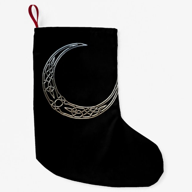 Silbermond und schwarzer keltischer Halbmond Kleiner Weihnachtsstrumpf (Vorderseite)