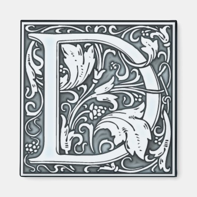 Silbermonogramm -G geblüht Magnet (Vorne)