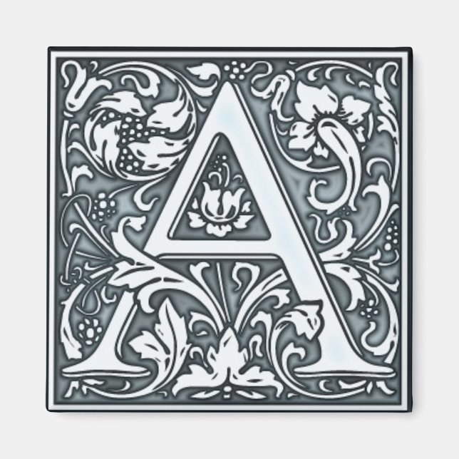 Silbermonogramm geblüht - A Magnet (Vorne)