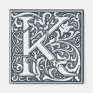 Silbermonogramm geblüht - K Magnet