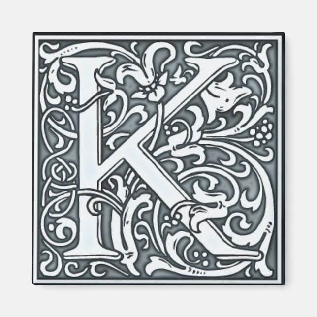 Silbermonogramm geblüht - K Magnet (Vorne)