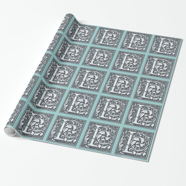 Silbermonogramm geblüht - L Geschenkpapier (Ungerollt)