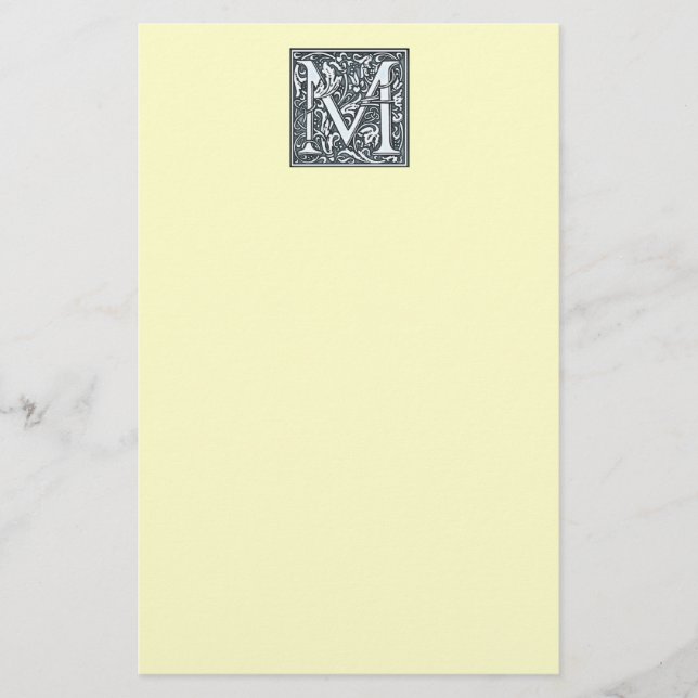 Silbermonogramm geblüht - M Briefpapier (Vorderseite)