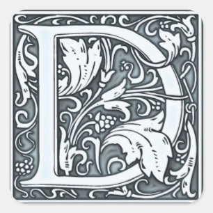 Silbermonogramm geblüht quadratischer aufkleber