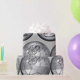 Silbermünze Königin Porträt Geschenkpapier