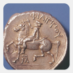 Silbermünze von Philip II von Macedon Quadratischer Aufkleber